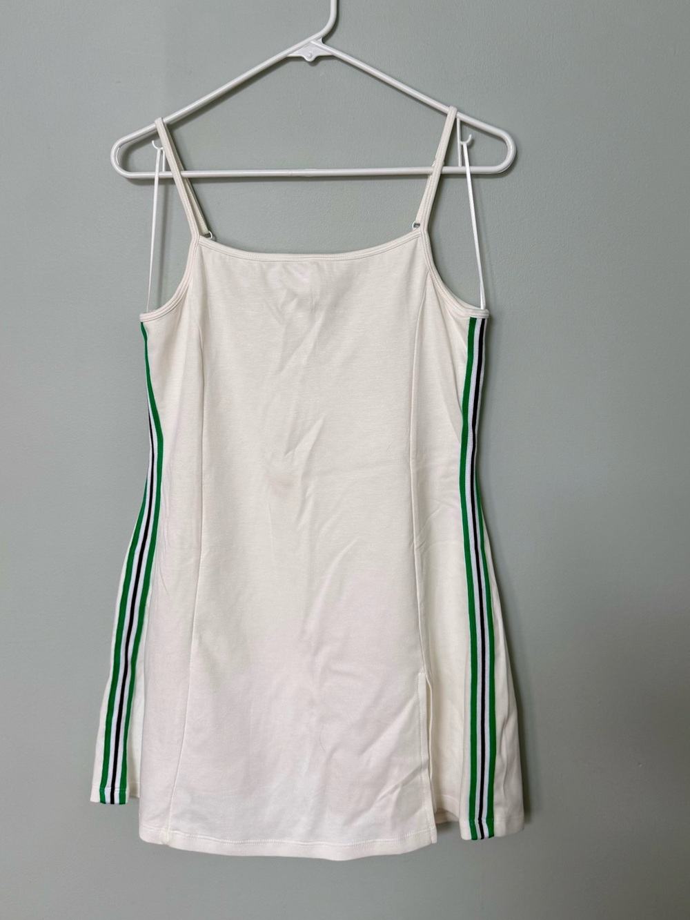 White Tank Skort Dress Cross Back Strap Side Stripe Detail Athletic